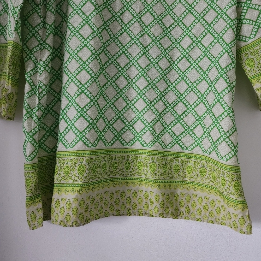 Calypso St. Barth Green Geometric Print 100% Cotton Tunic Top XS - Picture 5 of 13